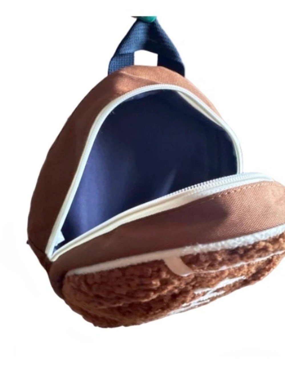 Cat & Jack Football Backpack Brown & White faux fur - Picture 2 of 6